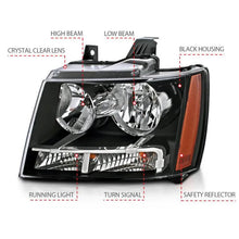 Load image into Gallery viewer, ANZO 2007-2014 Chevrolet Tahoe/Suburban Crystal Headlights Black - Corvette Realm
