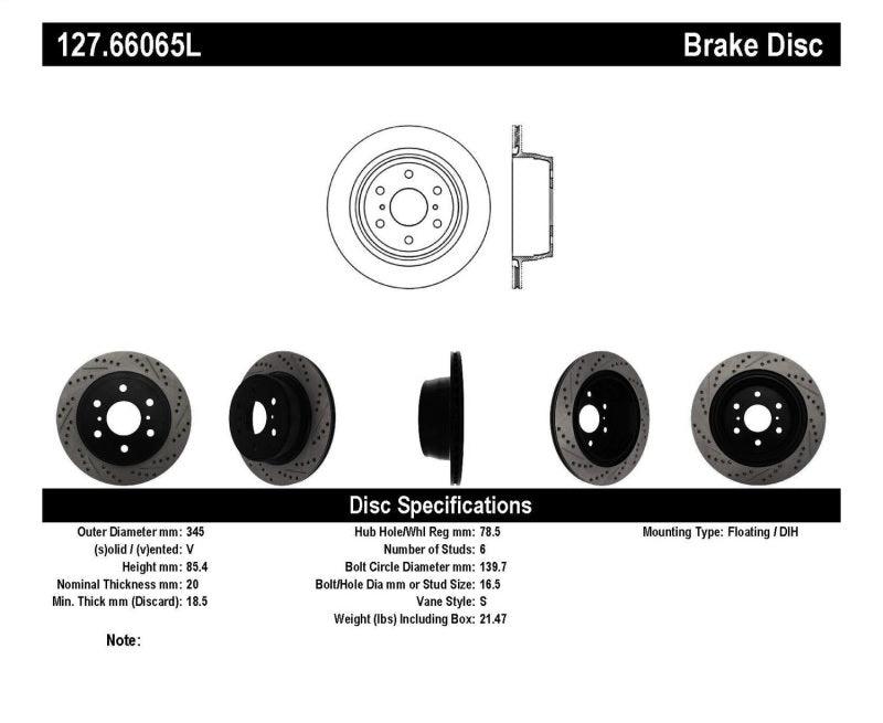 StopTech 07-10 GMC Sierra (w/ Rear Drum) / 07-09 GMC Yukon Rear Left Slotted & Drilled Rotor - Corvette Realm