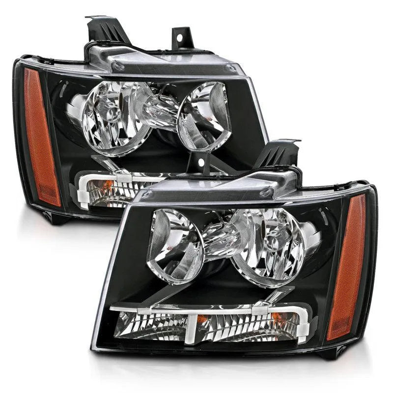 ANZO 2007-2014 Chevrolet Tahoe/Suburban Crystal Headlights Black - Corvette Realm