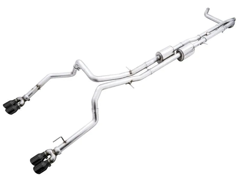 AWE Tuning 4th Gen GM 1500 6.2L 0FG Catback Split Rear Exit (w/ Bumper Cutouts) - Quad Diamond Tips - Corvette Realm