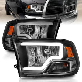 ANZO 2009-2018 Dodge Ram 1500 Crystal Headlights w/ Light Bar Black Housing - Corvette Realm