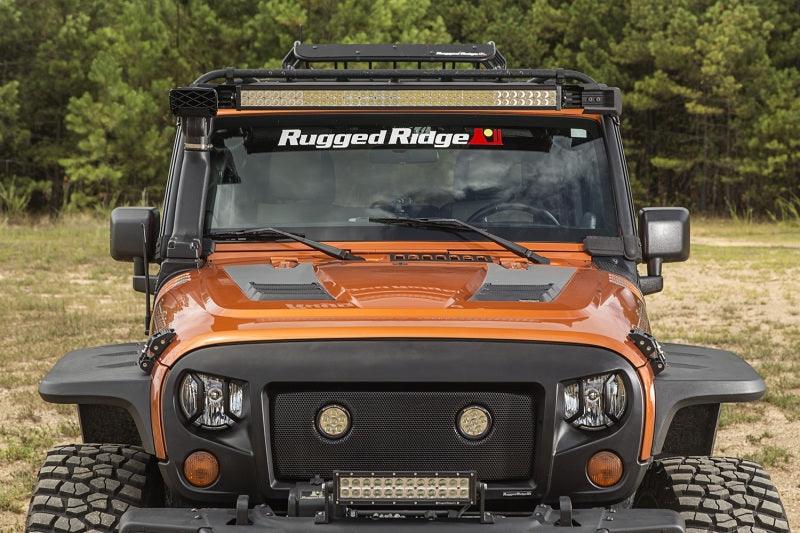 Rugged Ridge 07-18 Jeep Wrangler JK Elite Fast Track Windshield Light Bar Mount w/ Crossbar - Corvette Realm