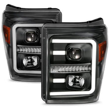 Load image into Gallery viewer, ANZO 2011-2016 Ford F250 Projector Headlights w/ Plank Style Switchback Black w/ Amber - Corvette Realm