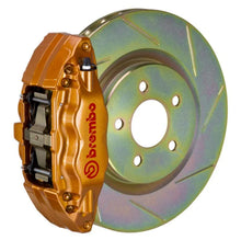 Load image into Gallery viewer, Brembo 02-07 Impreza/WRX/08-14 WRX Fr GT BBK 4 Pist Cast 2pc 326 x30 1pc Rotor Slotted Type1 - Gold - Corvette Realm