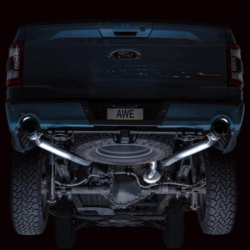 AWE Tuning 2021+ Ford F-150 Tremor (w/ Bumper Cutouts) 0FG Non-Resonated Catback -Diamond Black Tips - Corvette Realm