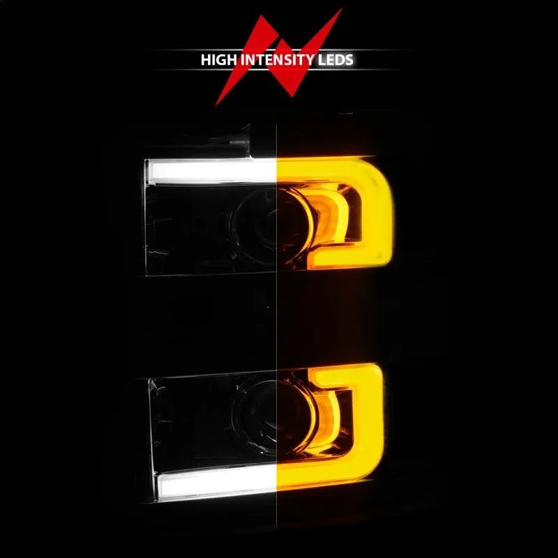 ANZO Projector Headlights 15-17 Chevrolet Silverado 2500HD / 3500HD Chrome w/ Chrome Rim - Corvette Realm