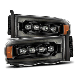 AlphaRex 02-05 Dodge Ram 1500 NOVA LED Proj Headlights Alpha Black w/Activ Light/Seq Signal - Corvette Realm