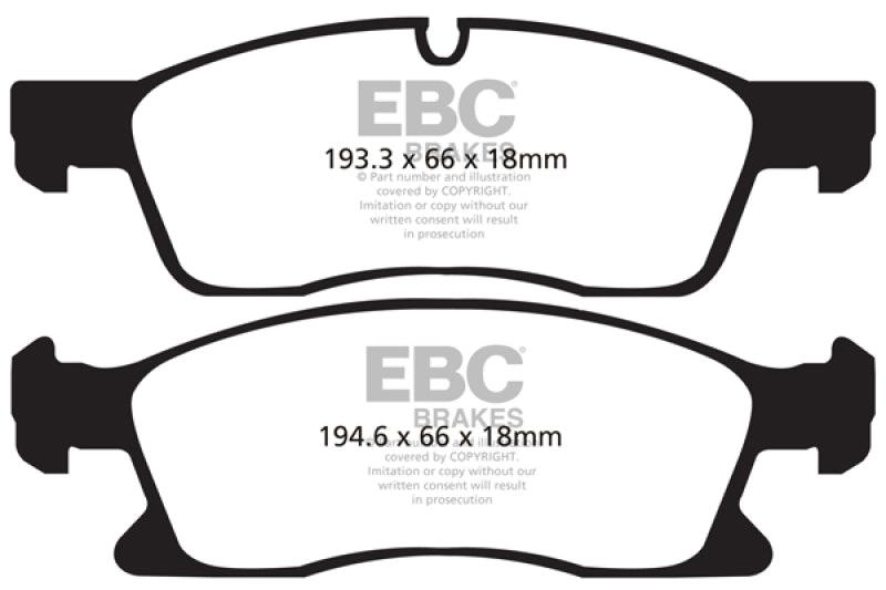 EBC 11+ Dodge Durango 3.6 Yellowstuff Front Brake Pads - Corvette Realm