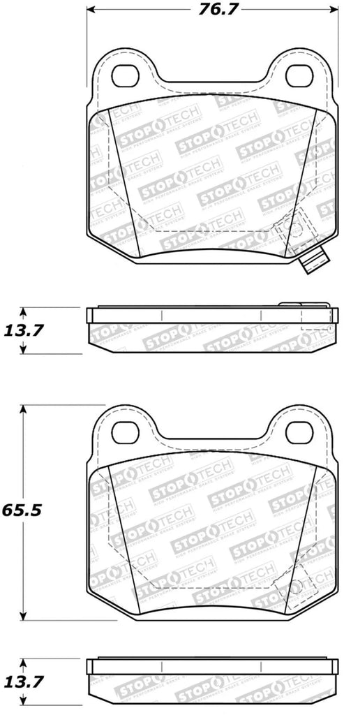 StopTech 03-06 Mitsubishi Lancer Sport Brake Pads w/Shims and Hardware - Rear - Corvette Realm