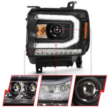 Load image into Gallery viewer, ANZO 2016-2019 Gmc Sierra 1500 Projector Headlight Plank Style Black w/ Sequential Amber Signal - Corvette Realm