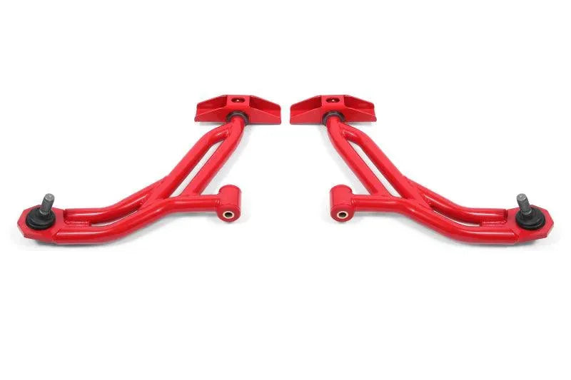 BMR 10-14 Ford Mustang / Shelby GT500 Non-Adj. Lower A-Arms (Poly/Delrin) - Red - Corvette Realm