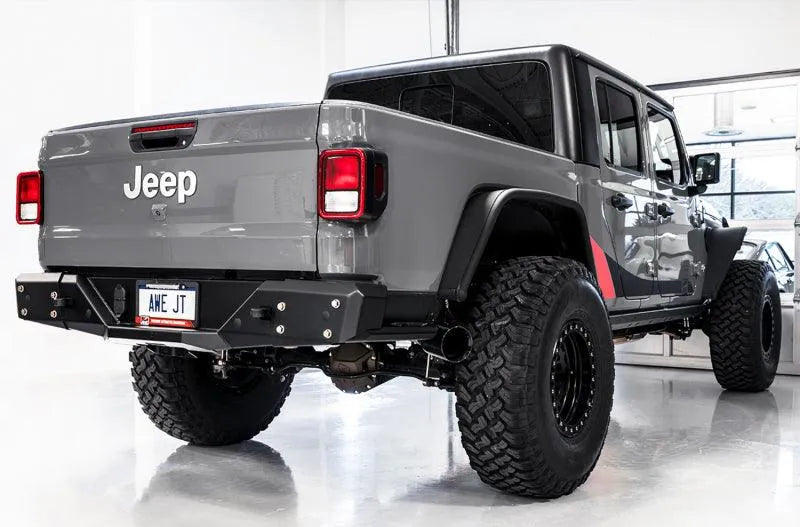 AWE Tuning 20-21 Jeep Gladiator JT 3.6L Tread Edition Cat-Back Dual Exhaust - Diamond Black Tip - Corvette Realm