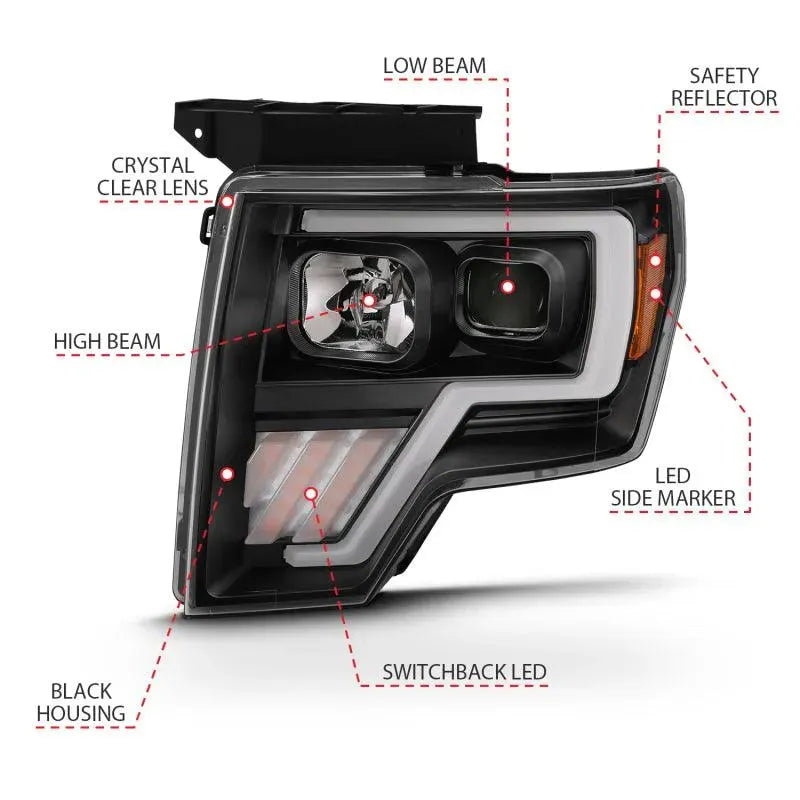 ANZO 2009-2013 Ford F-150 Projector Light Bar G4 Switchback H.L.Black Amber - Corvette Realm