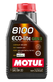Motul 5L 8100 Eco-Lite Gen3 0W20 Full Synthetic Engine Oil