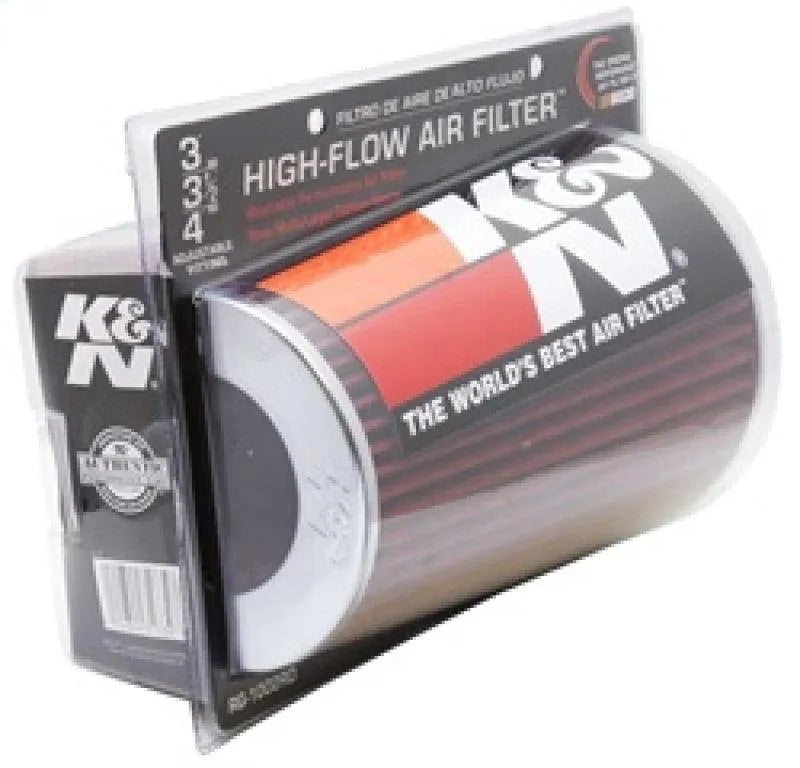 K&N Universal Air Filter Chrome Round Tapered Red - 4in Flange ID x 1.125in Flange Length x 9.5in H - Corvette Realm