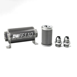 DeatschWerks Stainless Steel 10AN 100 Micron Universal Inline Fuel Filter Housing Kit (110mm) - Corvette Realm