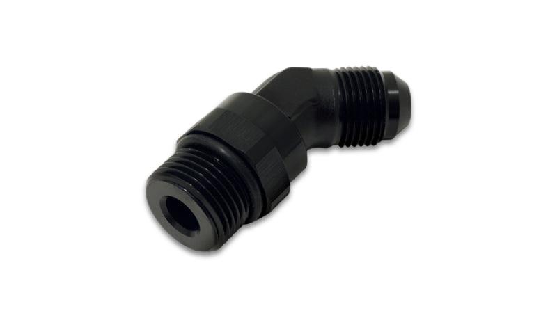 Vibrant -6AN Male Flare to Male -6AN ORB Swivel 45 Degree Adapter Fitting - Anodized Black - Corvette Realm