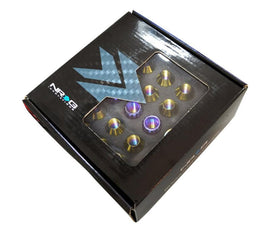 NRG 200 Series M12 X 1.5 Titanium Lug Nut Set - 21 Pc w/Lock Key Socket - Neochrome - Corvette Realm