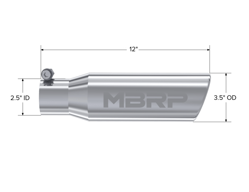 MBRP Universal Tip 3in O.D. Angled Rolled End 2 inlet 10 length - Corvette Realm