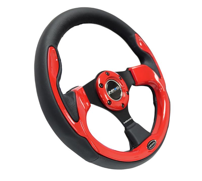 NRG Reinforced Steering Wheel (320mm) Blk w/Red Trim & 5mm 3-Spoke - Corvette Realm