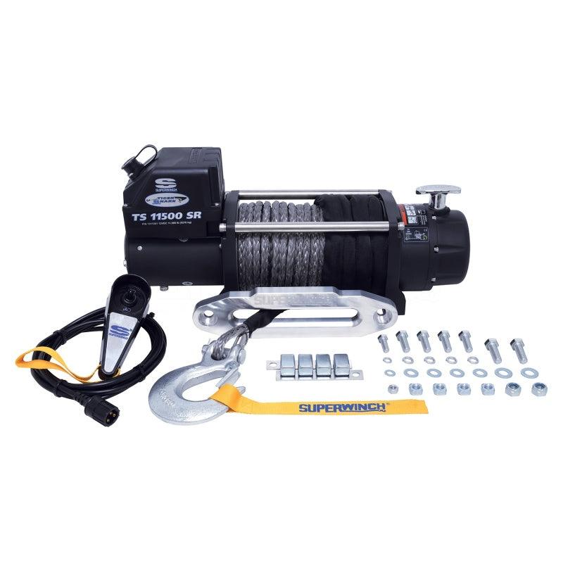 Superwinch 11500 LBS 12V DC 3/8in x 80ft Synthetic Rope Tiger Shark 11500 Winch - Corvette Realm