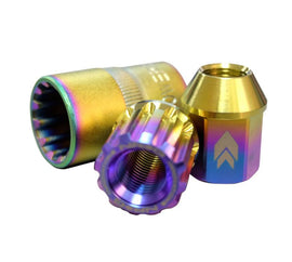 NRG 200 Series M12 X 1.5 Titanium Lug Nut Set - 21 Pc w/Lock Key Socket - Neochrome - Corvette Realm
