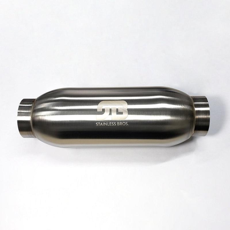 Stainless Bros 4in Body x 18in Length 3in Inlet/Outlet Bullet Resonator - Corvette Realm