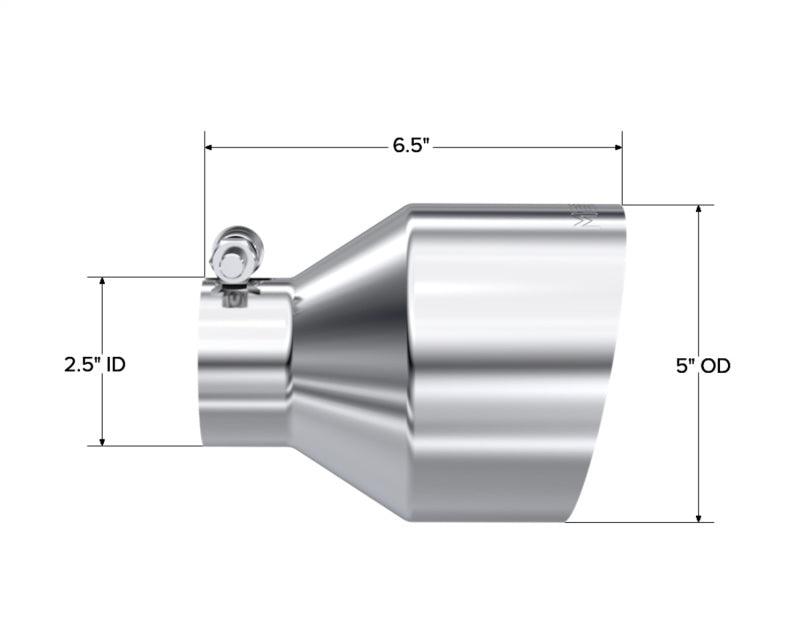 MBRP Universal T304 Stainless Steel Tip 2.5in ID / 5in OD Out / 6.5in Length Angle Cut Single Wall - Corvette Realm