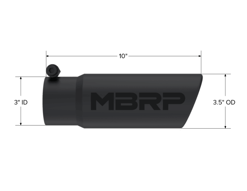 MBRP Universal Tip 3-1/2in O.D. Angled Rolled End - 3in ID Inlet 10in Length - Black - Corvette Realm