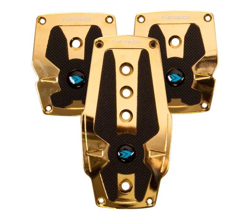 NRG Aluminum Sport Pedal M/T - Chrome Gold w/Black Rubber Inserts - Corvette Realm