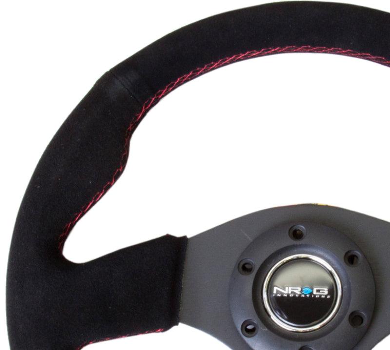 NRG Reinforced Steering Wheel (320mm) Suede w/Red Stitch - Corvette Realm