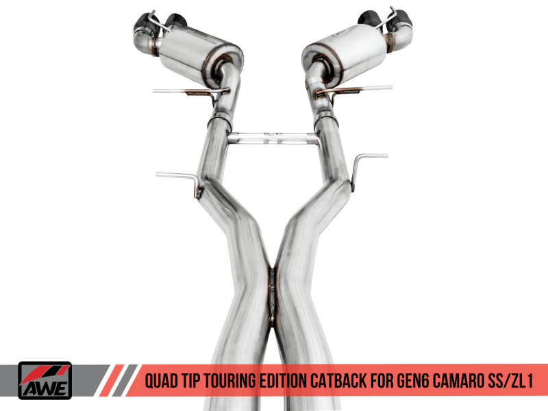 AWE Tuning 16-19 Chevy Camaro SS Res Cat-Back Exhaust -Touring Edition (Quad Diamond Black Tips) - Corvette Realm