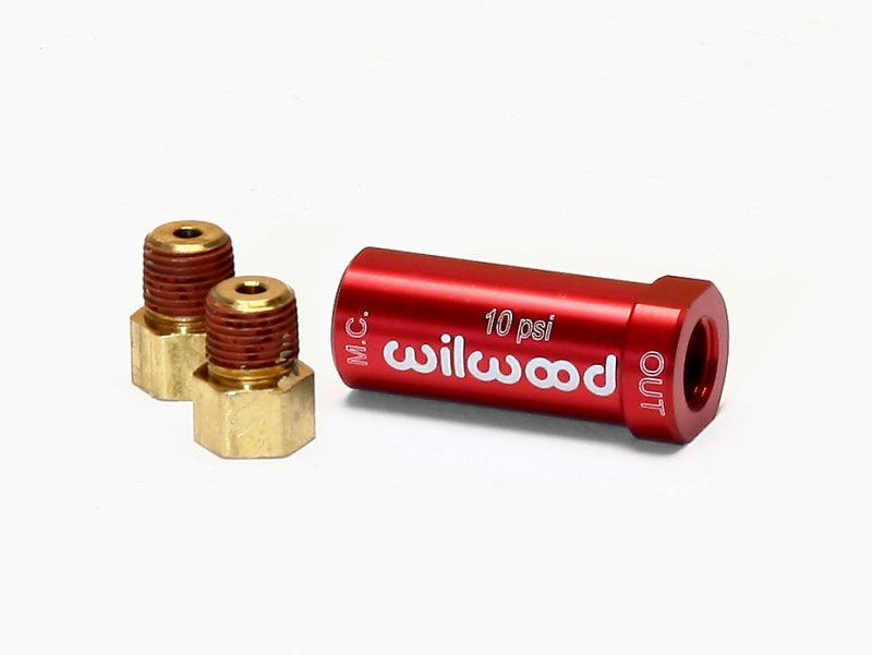 Wilwood Residual Pressure Valve - New Style w/ Fittings - 10# / Red - Corvette Realm