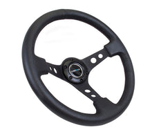 Load image into Gallery viewer, NRG Reinforced Steering Wheel (350mm / 3in. Deep) Blk Leather w/Blk Spoke &amp; Circle Cutouts - Corvette Realm