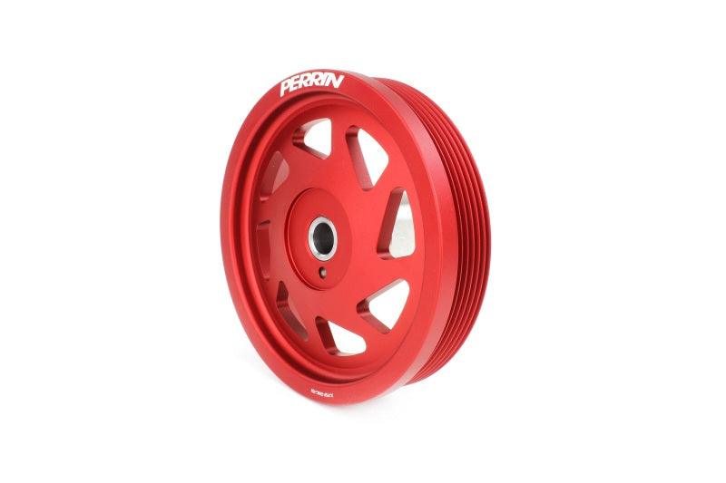 Perrin 2022 BRZ/86 / 19-22 Subaru WRX Lightweight Crank Pulley (FA/FB Eng w/Small Hub) - Red - Corvette Realm