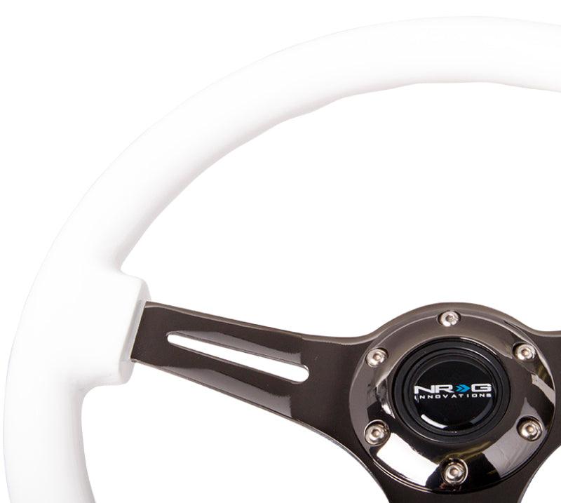 NRG Classic Wood Grain Steering Wheel (350mm) White Paint Grip w/Black 3-Spoke Center - Corvette Realm