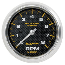 Load image into Gallery viewer, Autometer Marine Carbon Fiber 3-3/8in 8k RPM Tachometer - Corvette Realm