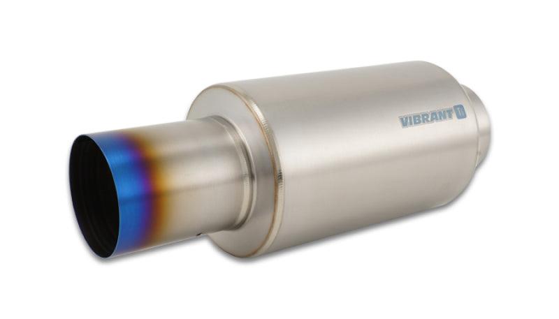 Vibrant Titanium Muffler w/Straight Cut Burnt Tip 4in Inlet / 4in Outlet - Corvette Realm