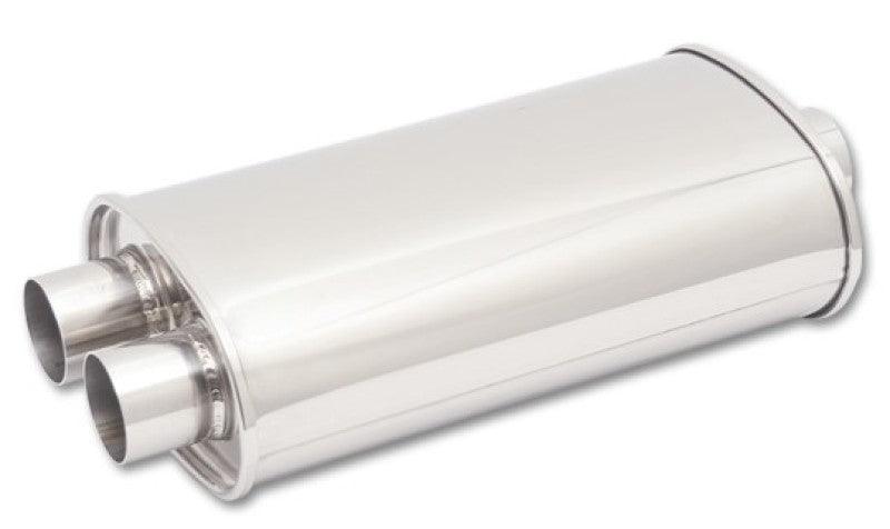 Vibrant StreetPower Oval Muffler 5in x 9in x 15in - 3in inlet/Dual Outlet (Center In - Dual Out) - Corvette Realm