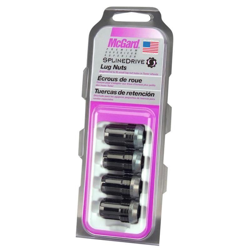 McGard SplineDrive Lug Nut (Cone Seat) M12X1.5 / 1.24in. Length (4-Pack) - Black (Req. Tool) - Corvette Realm