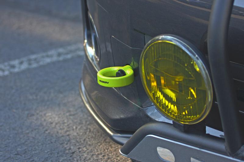 Perrin 08-14 Subaru WRX/STI Tow Hook Kit (Front) - Neon Yellow - Corvette Realm