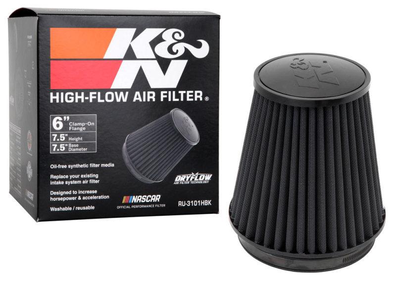 K&N Universal Rubber Filter Round Tapered 6in Flange ID x 7.5in Base OD x 5.25in Top OD x 8in Height - Corvette Realm