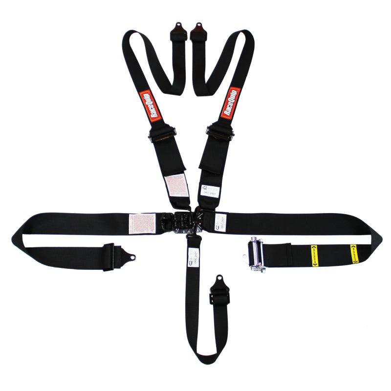 RaceQuip L & L 5pt Ratchet HNR Harness Black - Corvette Realm