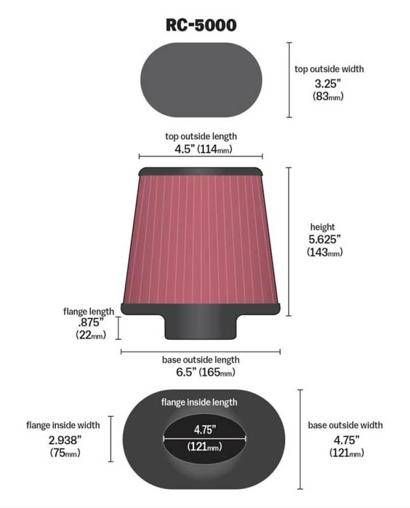 K&N Universal Chrome Filter GM TPI Custom - Oval Flange - Corvette Realm