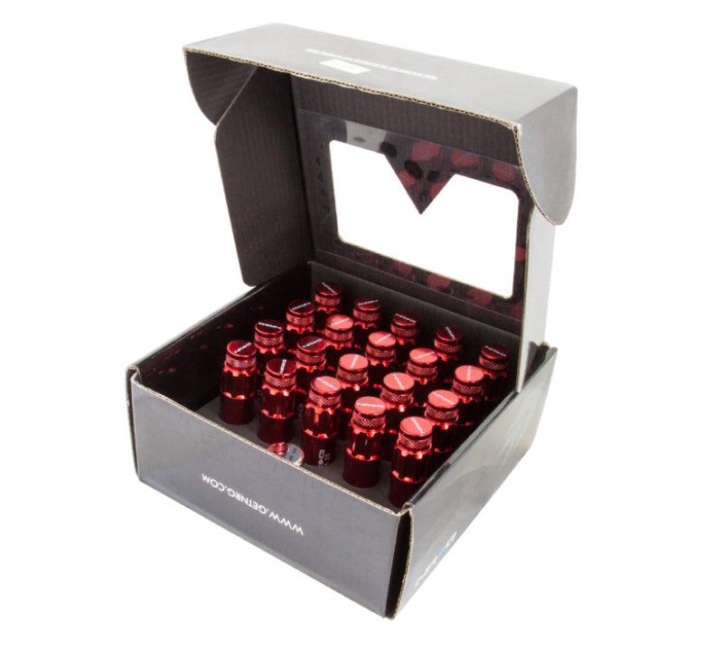 NRG 700 Series M12 X 1.5 Steel Lug Nut w/Dust Cap Cover Set 21 Pc w/Locks & Lock Socket - Red - Corvette Realm