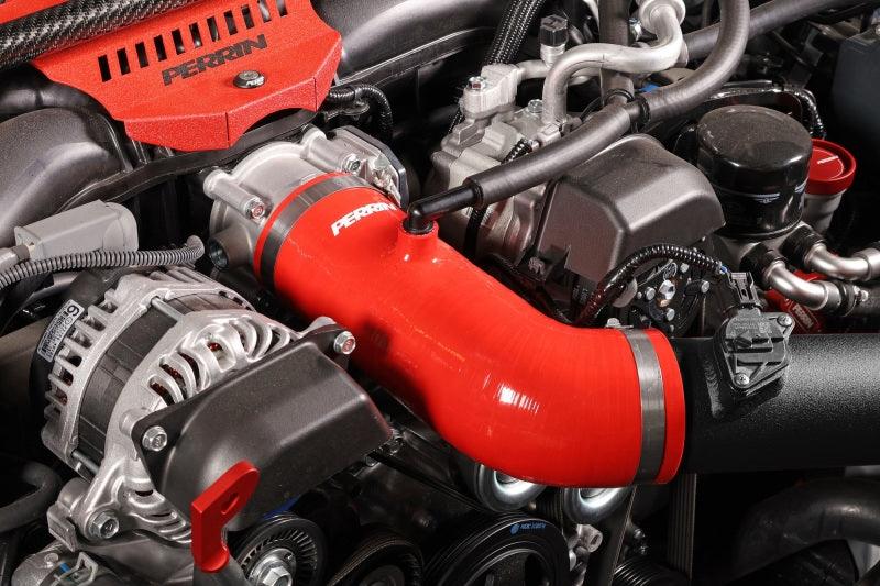 Perrin 22-23 Subaru BRZ/Toyota GR86 Silicone Inlet Hose (3in. ID / SS Wire) - Red - Corvette Realm