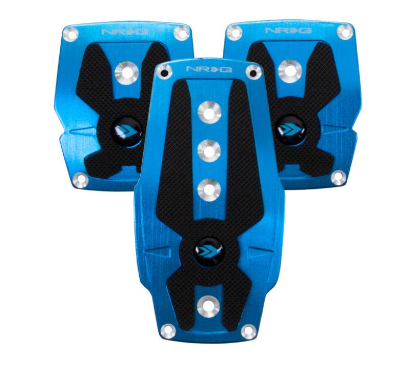 NRG Brushed Aluminum Sport Pedal M/T - Blue w/Black Rubber Inserts - Corvette Realm