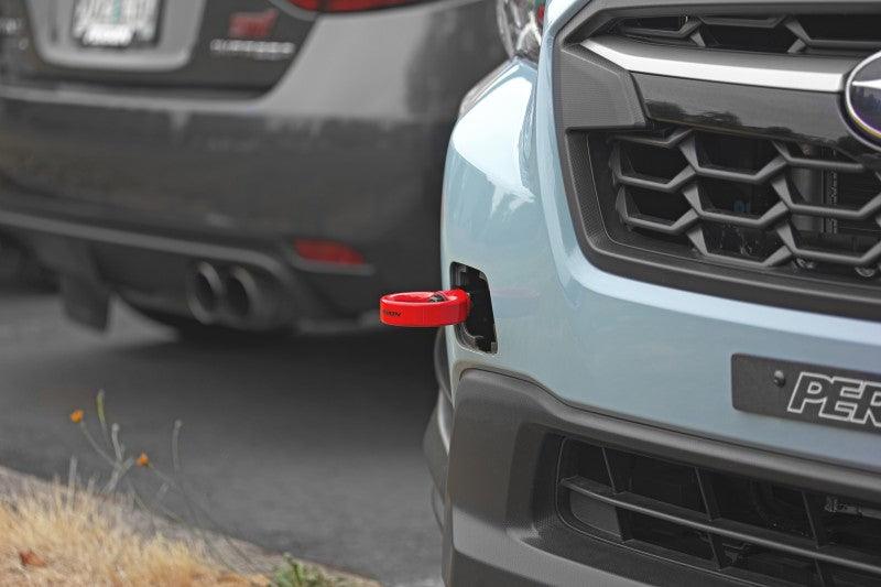 Perrin 2022 Subaru WRX / 18-21 Crosstrek / 14-21 Forester Tow Hook Kit (Front) - Red - Corvette Realm