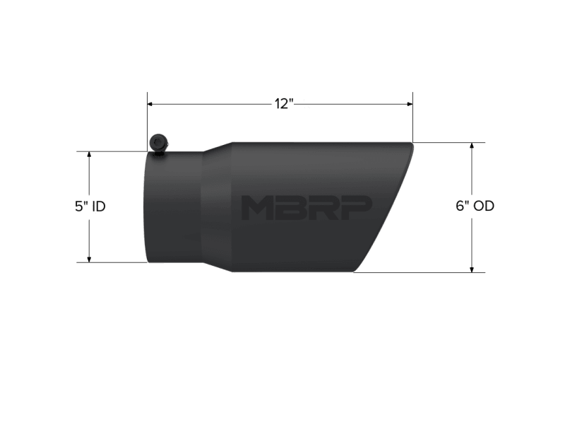 MBRP Universal Tip 6in O.D. Angled Rolled End 5 inlet 12 length - Black Finish - Corvette Realm