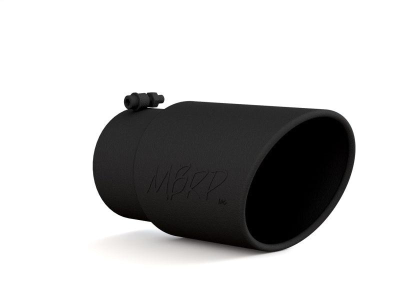 MBRP Universal Tip 6in O.D. Angled Rolled End 5 inlet 12 length - Black Finish - Corvette Realm